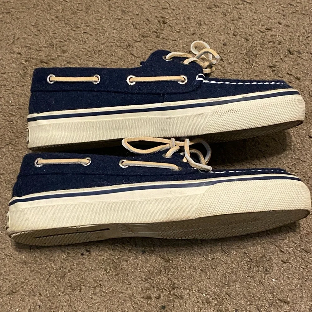 Sperry Top-Sider Men 8 M US‎ Bahama Boat Shoes Wool Navy Blue 10281873 EUC